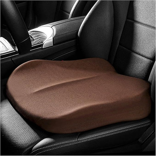 Car Seat Cushion, Ergonomic Memory Foam Auto Seat Boost Mat for Short People Driving, Non-Slip Driver Seats Height Cushion Office Chair Pillow for Tailbone Back Pain Relief (Coffee)