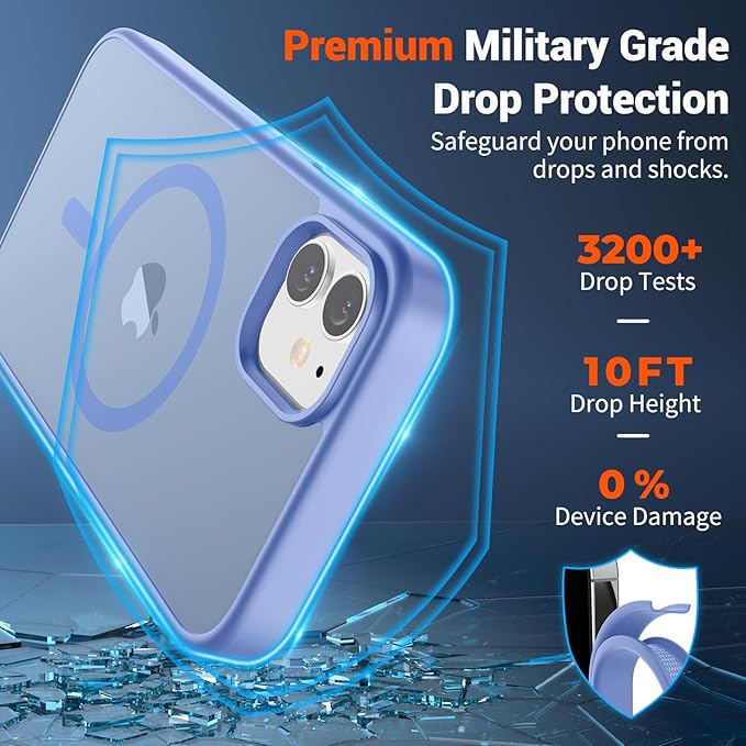 SUPFINE Magnetic for iPhone 12 Case/iPhone 12 Pro Case (Compatible with MagSafe)(Military Grade Drop Protection) Slim Translucent Matte Shockproof with Anti-Fingerprint Phone Case,Blue Purple