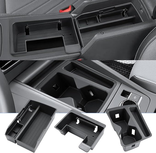 2025-2026 Tiguan Center Console Organizer for 2025 2026 VW Tiguan Armrest Insert Tray+Center Console Tray+TPE Console Cup Holder Middle Console Armrest Storage Box 2026 Tiguan Accessories