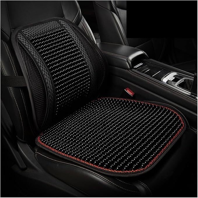 Car Seat Chair Back Cushion for Tesla Model 3 EV Sedan 2025, Wooden Beads Ventilate Mesh Lumbar Brace Strong Durable Relieve Fatigue Summer Interior Accessories,C-Waist Cushion