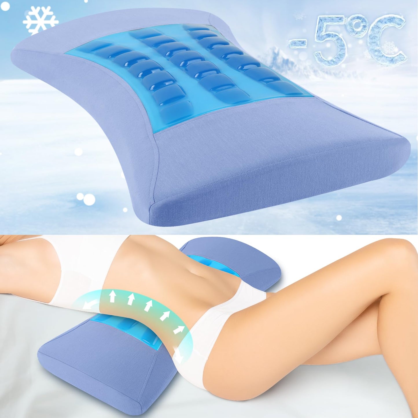 Lumbar Support Pillow for Bed Relief Back Pain: Lower Back Pillow for Sleeping - Memory Foam Waist Pillow - Back Wedge Bolster Pillow for Side, Back&Stomach Sleepers - Bed Rest Pillow for Car, Sofa