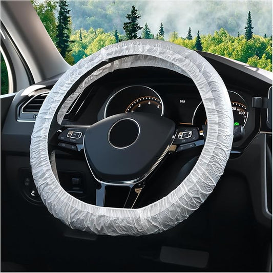 50PCS Upgraded Disposable Steering Wheel Covers with Elastic Band,Thickened Car Steering Wheel Cover for Protecting,LDPE Car Wheels Cover Fits 14.96" Diameter Steerings Wheels (50PCS)