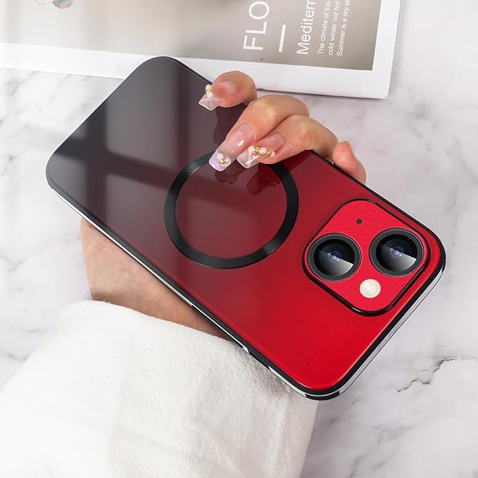 Guppy Compatible with iPhone 14 Plus with MagSafe Case, Magnetic Gradient Case with MagSafe Charging, Gradient Glass Back Cover with Lens Film-Black