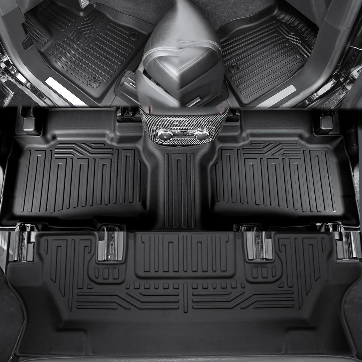 Floor Mats for 2025 2020-2024 Ford Explorer (6-seat), All Weather TPE Floor Mat Cargo Mat with Backrest Mats for Ford Explorer ST Car Accessories