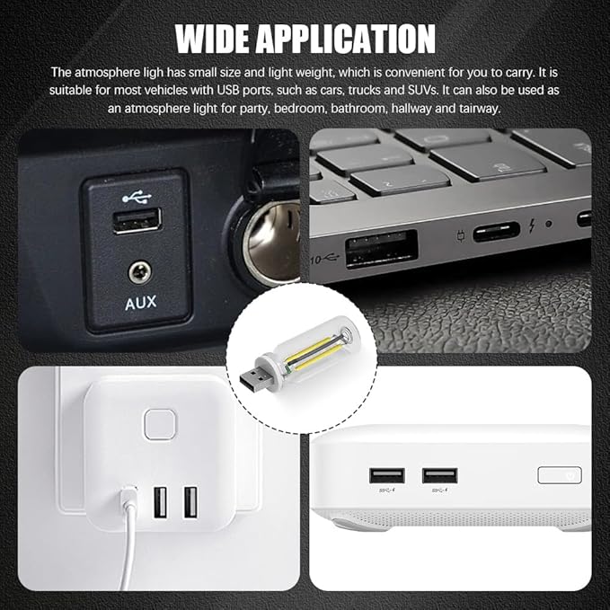 USB LED Car Interior Atmosphere Light, Auto Interior Lights, Plug-in USB Automotive Light, Universal Portable Auto Ambient Lighting Kit Car Accessories for Cars, Bedroom, Hallway (White)