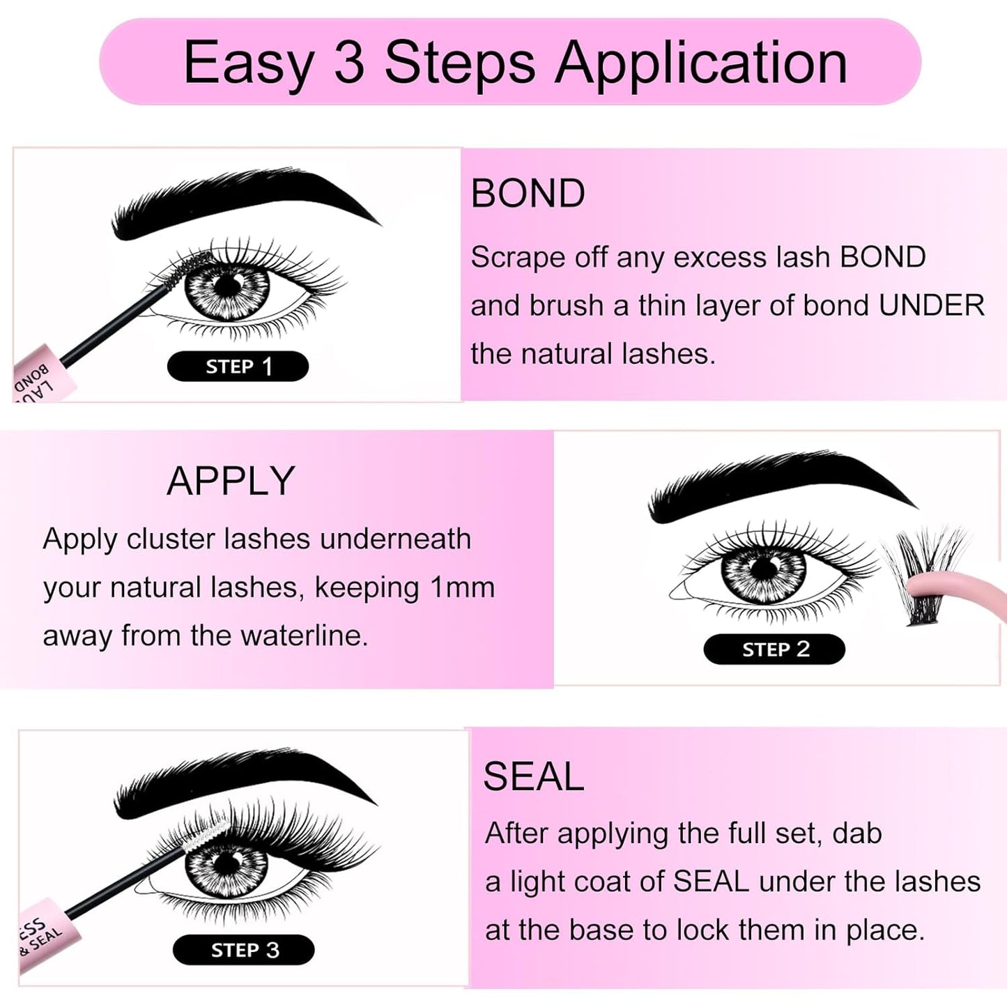 Lash Clusters Kit LAUBESS DIY Lash Extension Kit Lash Bond and Seal Waterproof Lash Glue Remover Tweezers Brush Cluster Eyelash Extensions Kit Eyelash Clusters (Kit 40D-C-Mix14-18)