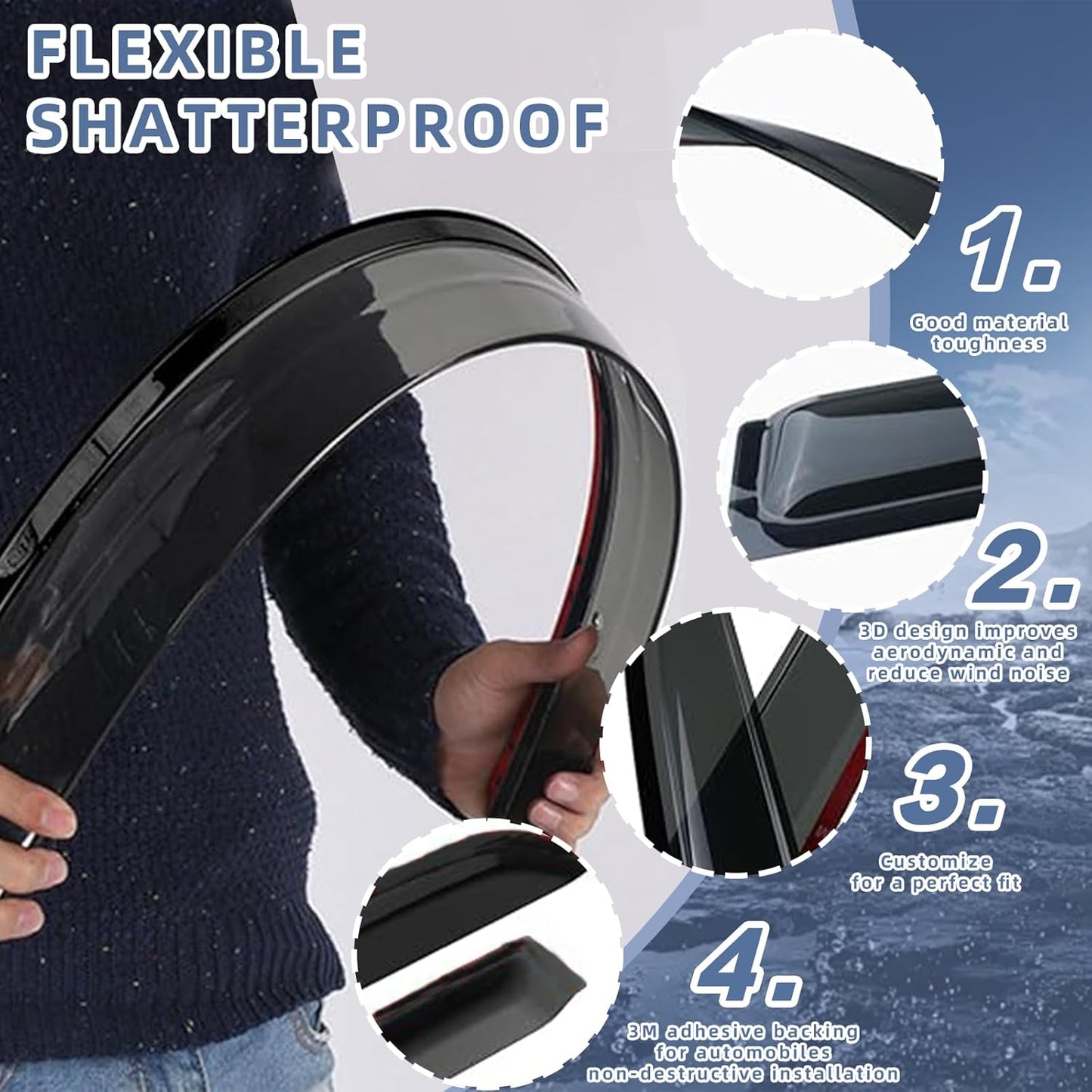 Window Visors Rain Guards fits 2010-2015 Prius (EXCLUDES Prius V & Prius C), Out-Channel Window Wind Deflectors Vent Shades Accessories, Dark Smoke 4 Pcs, 2011 2012 2013 2014