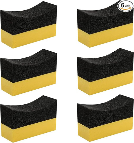 6 Pcs Tire Applicator Dressing Shine Sponge, Tire Dressing Applicator Pads, Color Polishing Sponge for Car Glass, Painted Steel & Porcelain