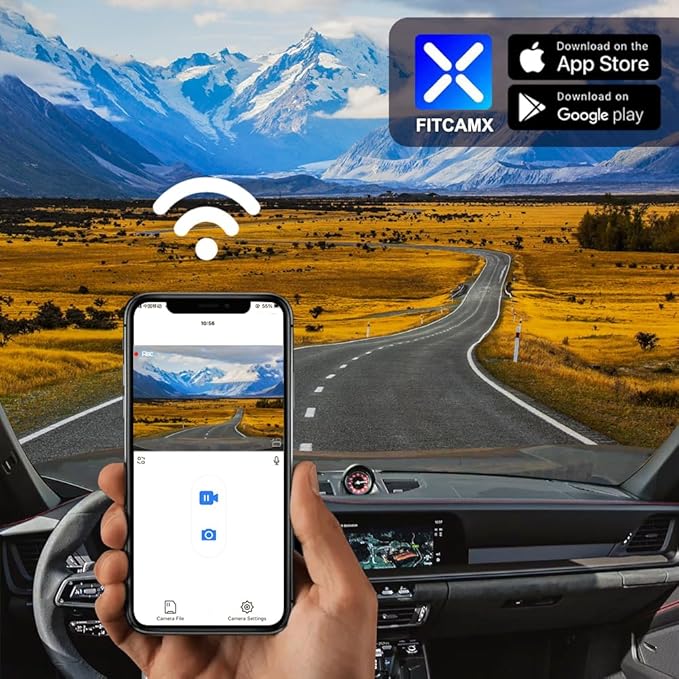 Fitcamx Front 4K+Rear 1080P Dash Cam Adapts for Porsche 911 2025-2026 & 911 GT3 RS & Turbo S (992.5), OEM Look, Dual HD Video, WiFi & APP, Loop Recording, Parking Sensor, Easy to Use, 128GB Card