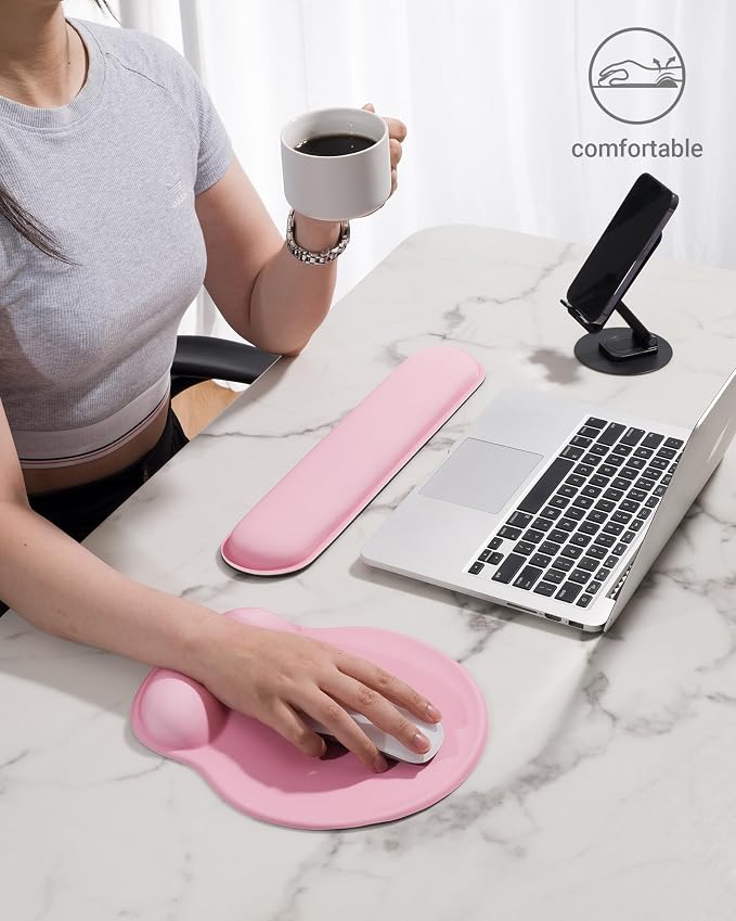 Ergonomic Mouse Pad Wrist Support Set, Memory Foam Keyboard Wrist Rest Set