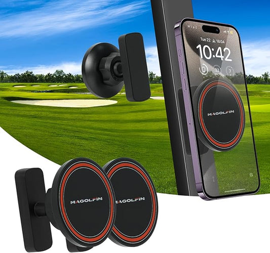 2-Pack Magnetic Golf Cart Phone Holder, Golf Cart Phone Mount with N52 Magnets Compatible with EZGO, Club Car, Yamaha, Golf Cart Accessories