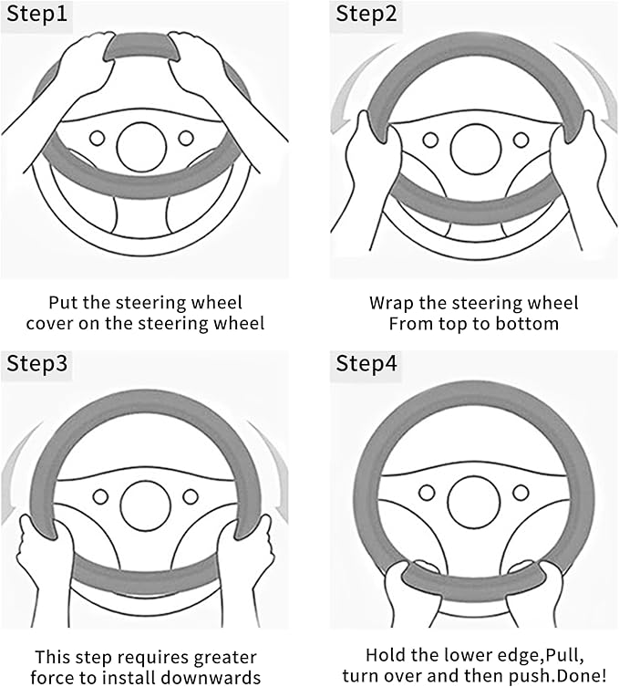 Car Steering Wheel Cover, 15 Inch Leather Breathable Anti-Slip Soft Steering Wheel Protector for Men and Women, Universal Car Accessories for SUV, Truck, RV (Black)