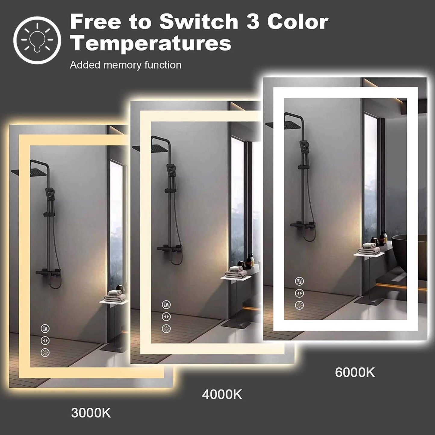 Amorho 84" X40" LED Mirror for Bathroom with Front and Backlight, Large Dimmable Wall Mirrors with Anti-Fog, Shatter-Proof, Memory, 3 Colors, Double LED Vanity Mirror