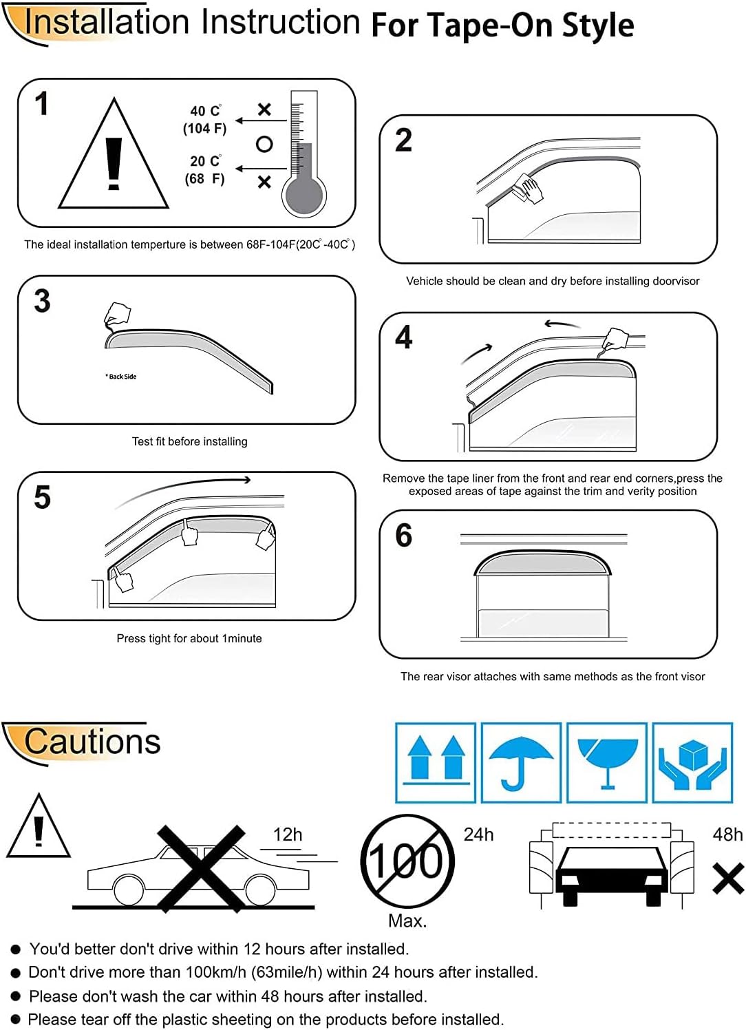 94948 Side Window Wind Deflector,4pcs Outside Mount Style Nice Sun Rain Guards Set,Dark Smoke Window Visor fit for 1995-2004 Toyota Tacoma Extended Cab