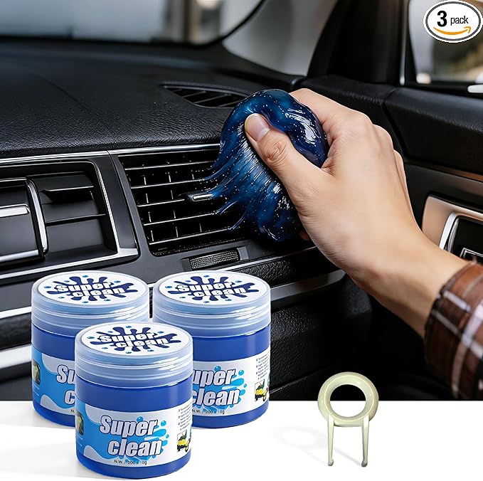 Sticky Universal Car Cleaning Gel 3pcs, Car Cleaning Putty with Puller for Keyboard Auto Interior Detailing Tools