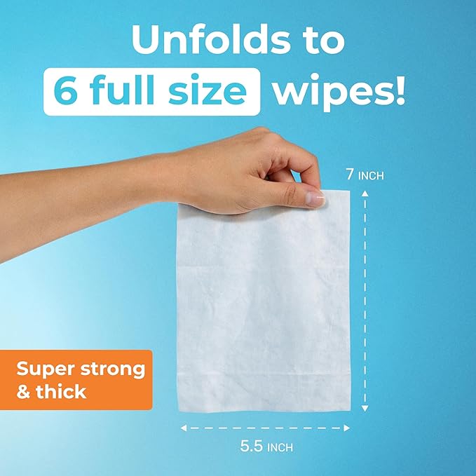 Impossibly Compact Travel Flushable Wipes - 99.5% Water and Aloe - Safe for Sensitive Skin & Hypoallergenic - Travel Essentials for Adults, Kids & Babycare, Unscented, 24 Pack 144 Wipes