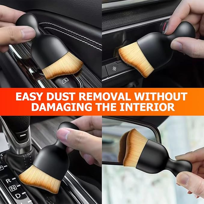 Blilo Car Interior Detailing Brush, Auto Soft Hair Cleaning Brushes, Curved Dirt Dust Collectors, Removal Tool for Dashboard Air Conditioner Vents Leather, Scratch Free (White/1PCS)