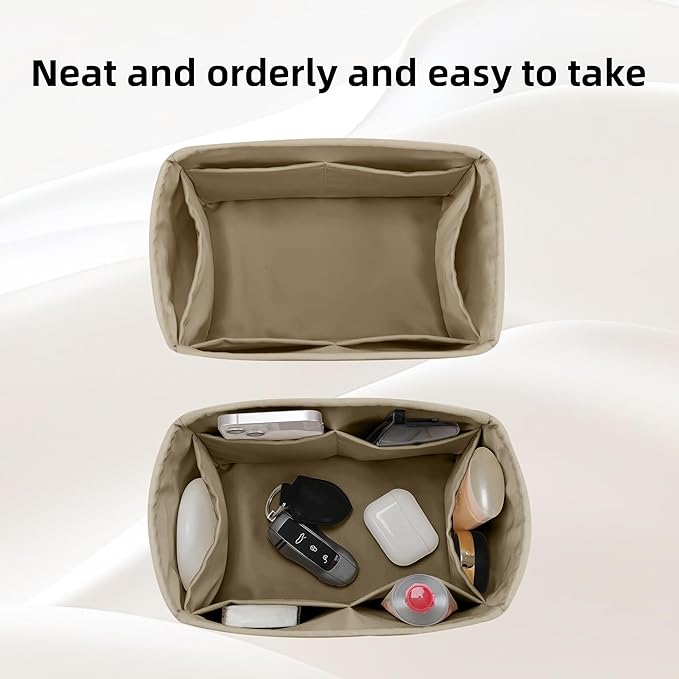 DGAZ Silk Purse Organizer Insert Fits LV Speedy 16/20/25/30/35/45 bags，Silky Smooth Bag Organizer，Luxury Handbag & Tote Shaper（Etoupe grey，SP30）