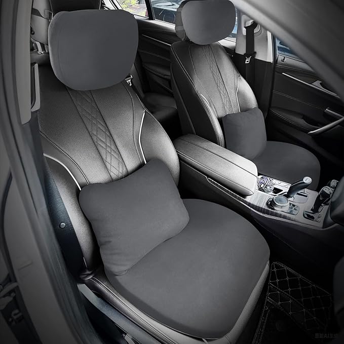 Upgrade Car Neck Pillow with Graphene Fabric Automotive Seat Cushions of Headrests for Relieving Neck Stiffness Seat Neck Support Pillow, Fits All Vehicles(Grey 2-Pack)