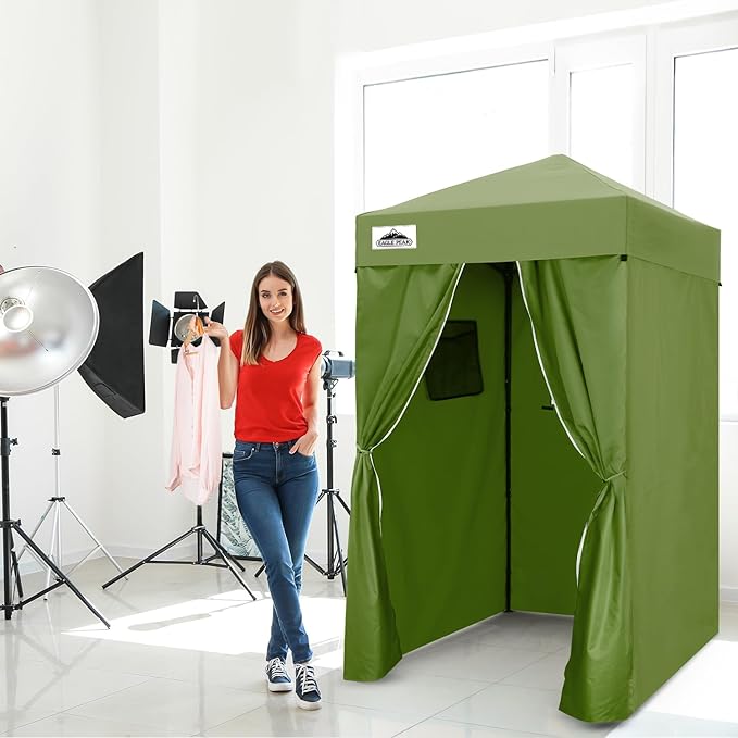 EAGLE PEAK Flex Ultra Compact 4x4 Pop-up Canopy, Sun Shelter, Changing Room, Portable Privacy Canopy Cabana for Pool, Fashion Photoshoots, or Camping, 4x4 ft, Army Green