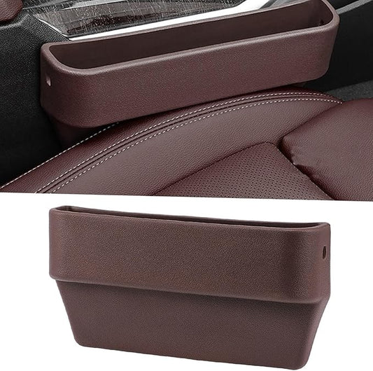 Car Seat Gap Filler Organizer, Seat Side Gap Plug with Storage Avoids Things Falling, Universal Fit Fill the Gap Between Seat and Console, Perfect for Car, SUV, Truck (Brown-1 Pack)