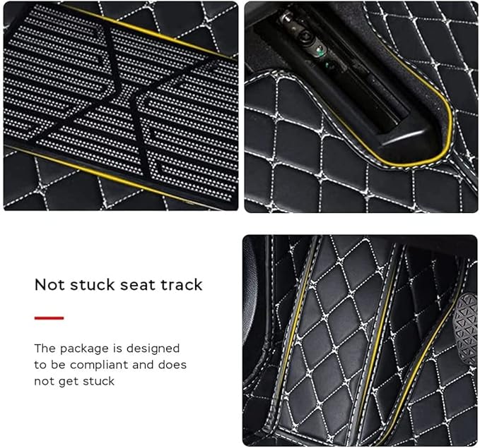 MELKEN Custom Fit Leather Car Floor Mats for 95% of Cars Full Coverage Floor Liners Car Mats (Black & Blue)