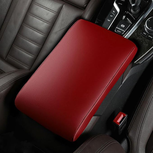 Car Armrest Cover Pad for BMW X3 E83 2004 2005 2006 2007 2008 2009 2010 Premium Leather Center Console Armrest Cushion Pad Anti-Scratch Waterproof Auto Interior Accessories Red Style