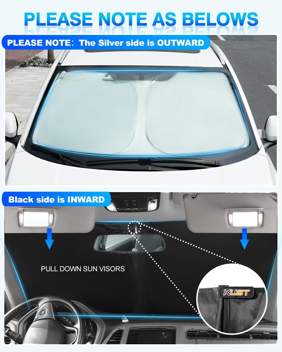 KUST Windshield Sun Shade for BMW 5 Series G30 G31 2017-2023 Window Shade Sun Visor Cover Foldable Blocks UV Rays Keep Your Car Cooler