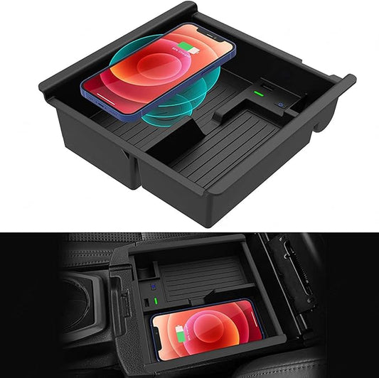 Car Wireless Charger for to-yo-ta Tacoma 2016-2021 Center Console Organizer Tray Accessory Panel with 18W USB Port 15W Fast inductive Mobile Phone Wireless Charging Pad