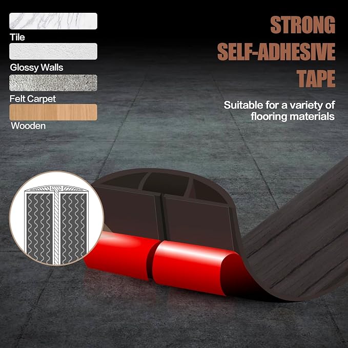Floor Cord Cover Self Adhesive Cord Hider, 10FT Cable Management, Extension