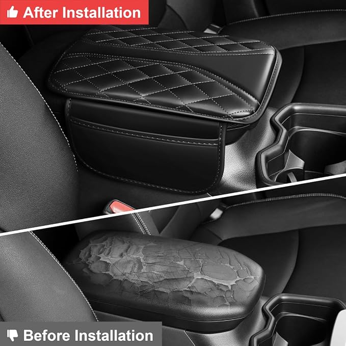 Center Console Cover Fit for Corolla Scratch & Wear Resistant Waterproof Middle Console Cover with 2 Storage Bags(Black)