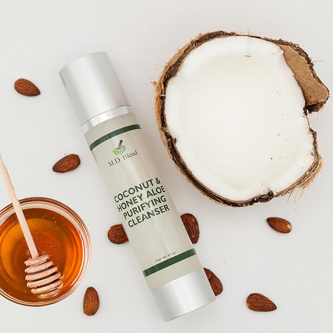 Coconut & Honey Aloe Purifying Cleanser | Organic Face Wash for Women & Men | Gentle Vegan Foaming Facial Cleanser for All Skin Types | Non-Toxic, Clean Ingredients | 120ml Airless Pump