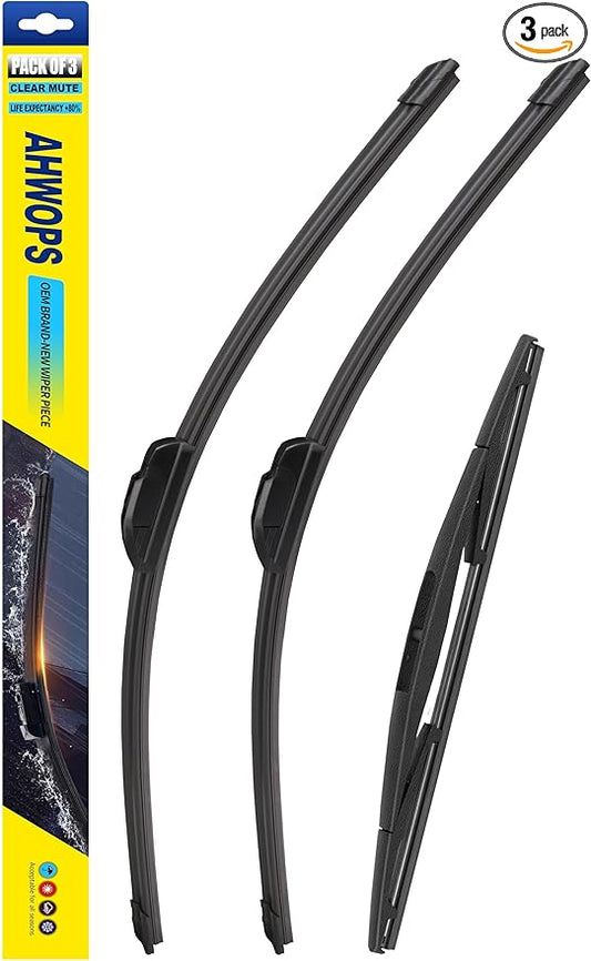 3 Wiper Front and Rear Wiper Blades for Honda Pilot 2016-2022, OE Original Style (26″/24″ Front/14″ Rear) For My Car