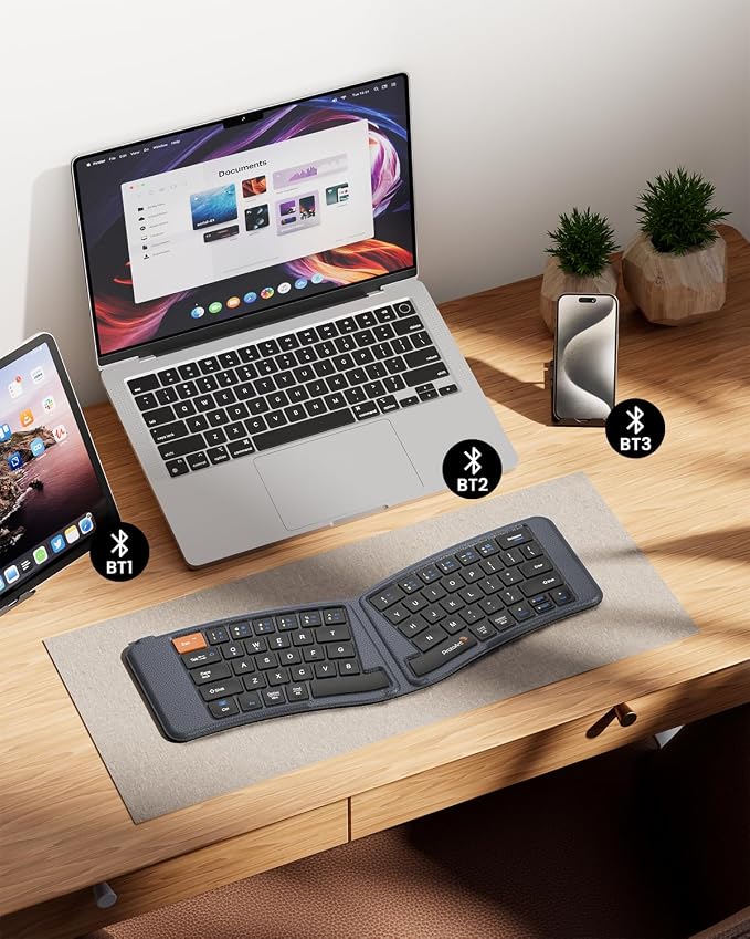 ProtoArc Ergonomic Foldable Keyboard, XK03 Split Folding Bluetooth Keyboard