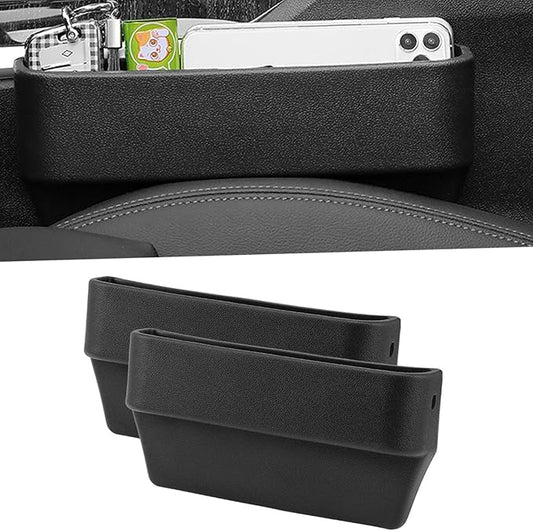 Car Seat Gap Filler Organizer, Seat Side Gap Plug with Storage Avoids Things Falling, Universal Fit Fill the Gap Between Seat and Console, Perfect for Car, SUV, Truck (Black-2 Pcs)