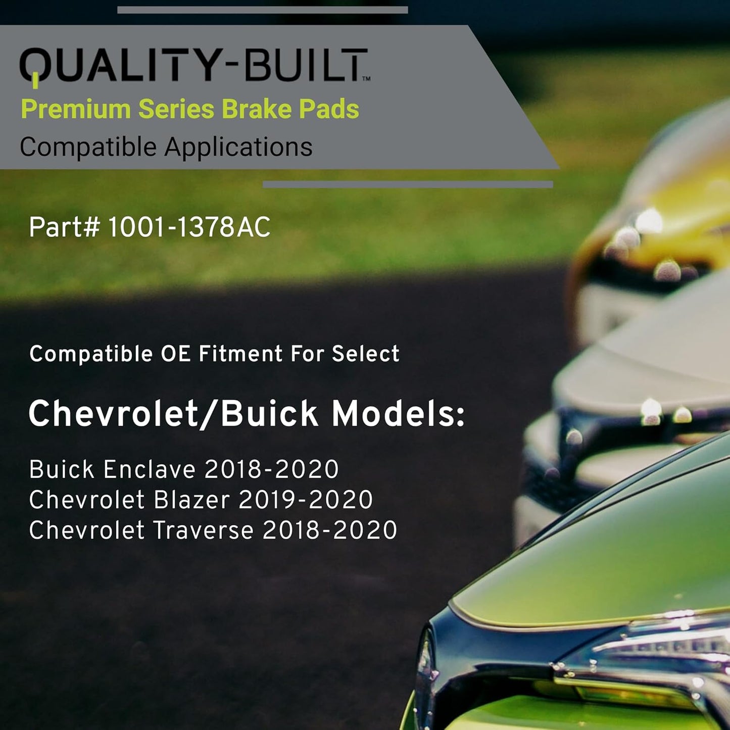 Premium Ceramic Front Brake Pads (1001-1378AC) Compatible with Buick Enclave 2018-2020, Chevrolet Blazer 2019-2020, Chevrolet Traverse 2018-2020