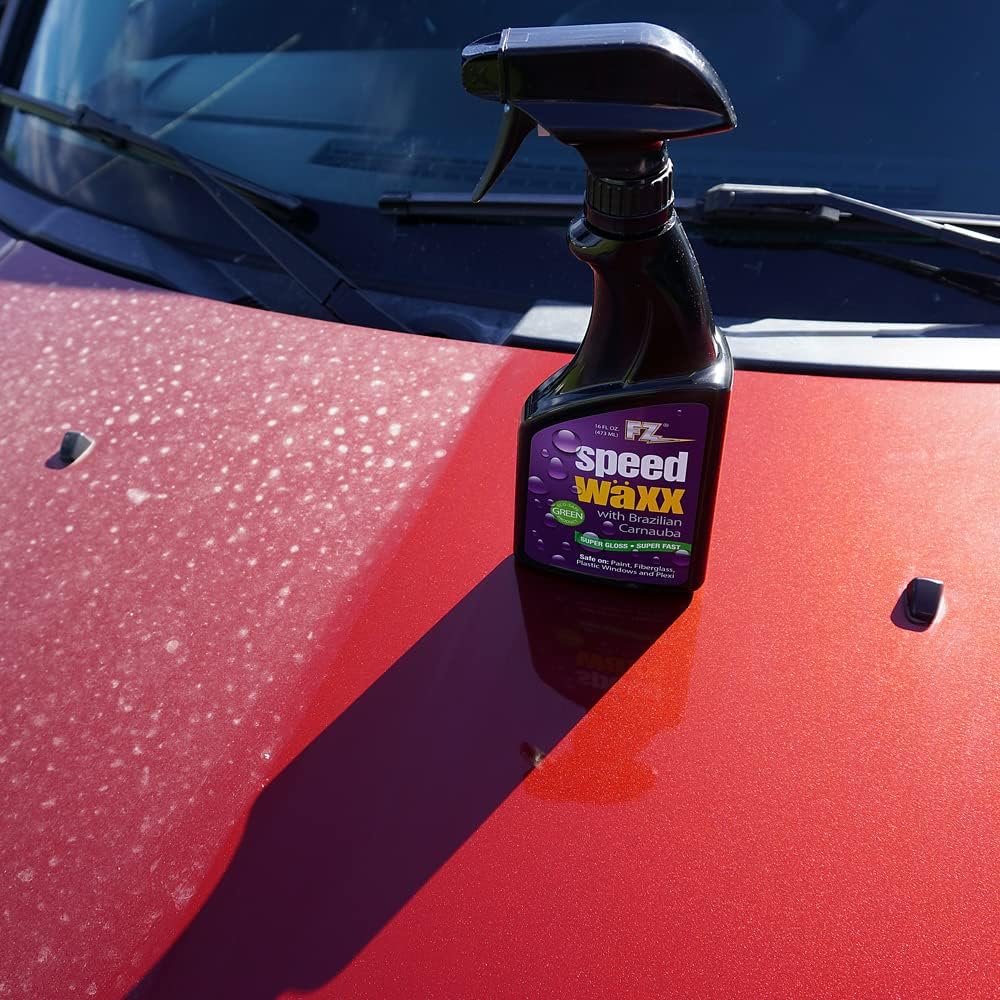 FZ Speed Waxx - Car Cleaning Supplies, Car Wax Spray with Brazilian Carnauba Wax, Quick Detailer, Water Spot Remover for Trucks, RVs, Boats, and More - 16 oz Banana Scented