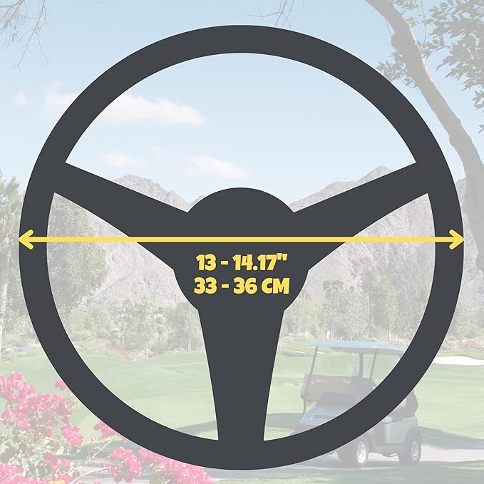 Universal Colorful Bling Crystal Diamond Rhinestones Golf Cart Steering Wheel Cover fits Club Car, Yahama, EZGO, Anti Slip Cover Easy to Install, Great Gifts for Golfer Women Womens (Red Diamond)