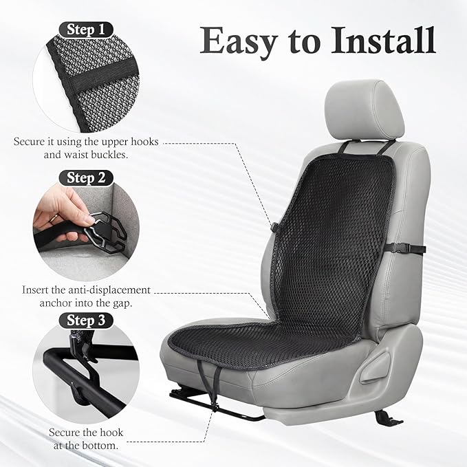 2 Pack Breathable Mesh Car Seat Cushion - Black Double 3D Air Cool Chair Seat Pad for Truck, SUV, Van, Car Universal Fit