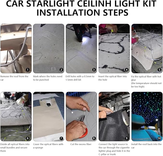 Starlight Headliner Kit,Twinkle + Music Sync Dual Color Fiber Optic Star Ceiling Lights with APP Remote Control, RGBW Star Lights for Car/Home Ceiling Decor, 1200pcs 13.1ft