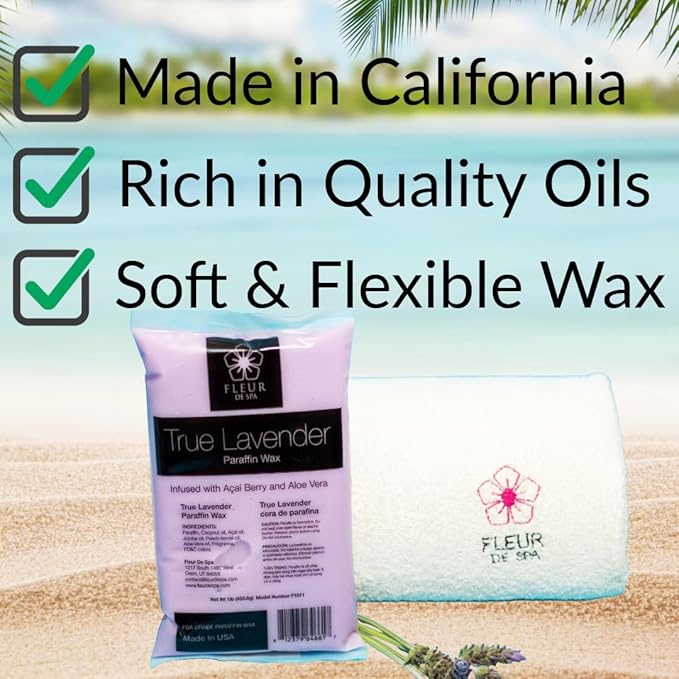 Premium Paraffin Wax Refills - Made in USA - Enhanced and Rich Oil Infusion of Coconut and Jojobo for Luxurious Spa and Home Use on Hands and Feet (True lavender, 1 pound)