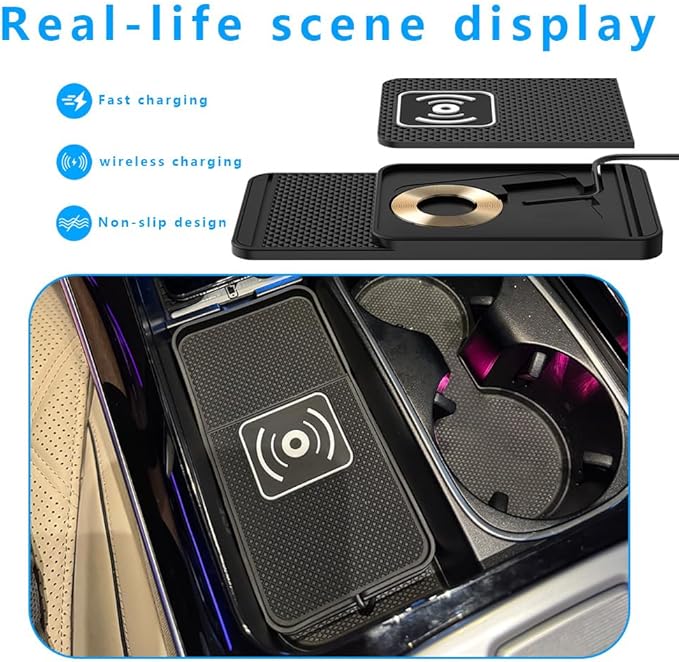 Wireless Charging Pad for Car for Ineos Automotive Grenadier 2023-2025, Non-Slip Type C/USB 20W Fast Phone Charging Pad DIY Trim-to-Fit No Interior Damage,A&USB