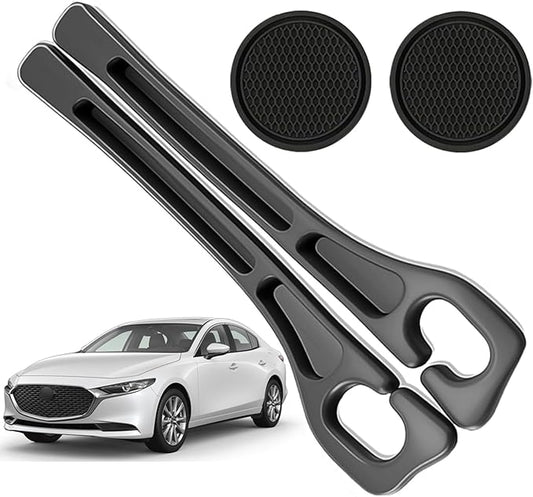 Car Seat Gap Filler Organizer Compatible with Mazda 3 Accessories Seat Gap Plug Blocker with Storage Slot Non-Slip Car Cup Holder Coaster Black