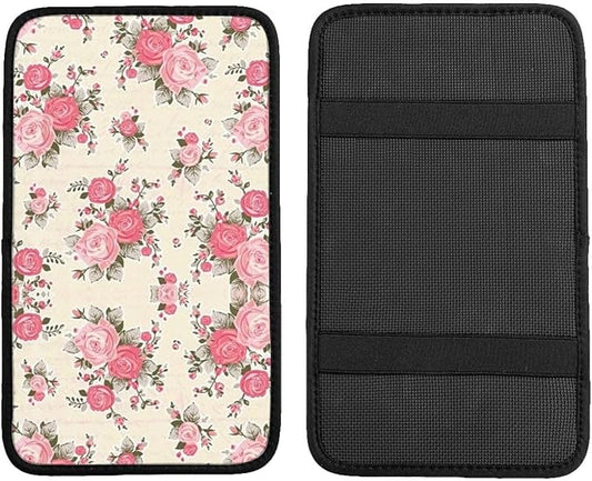 Car Armrest Cover Auto Center Console Pad Arm Rest Cushion Soft Car Accessories Universal for Most Vehicle (Flowered Pattern Design)