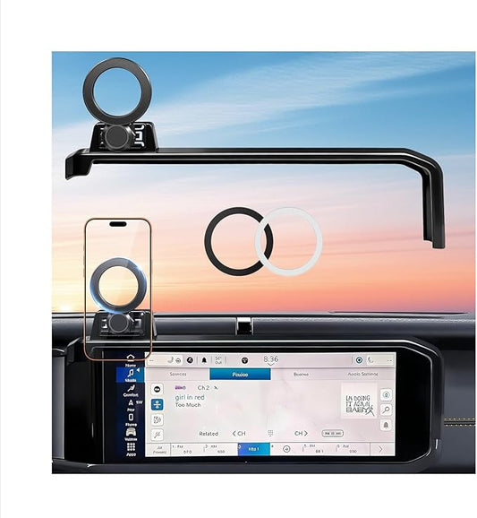 Car Phone Holder for Jeep Wrangler/Gladiator 2026 2025 2024 (Only for 12.3-Inch Screen) 360° Rotation Magnetic Cell Phone Mount, Compatible with Magsafe, Does Not Affect Air Vent