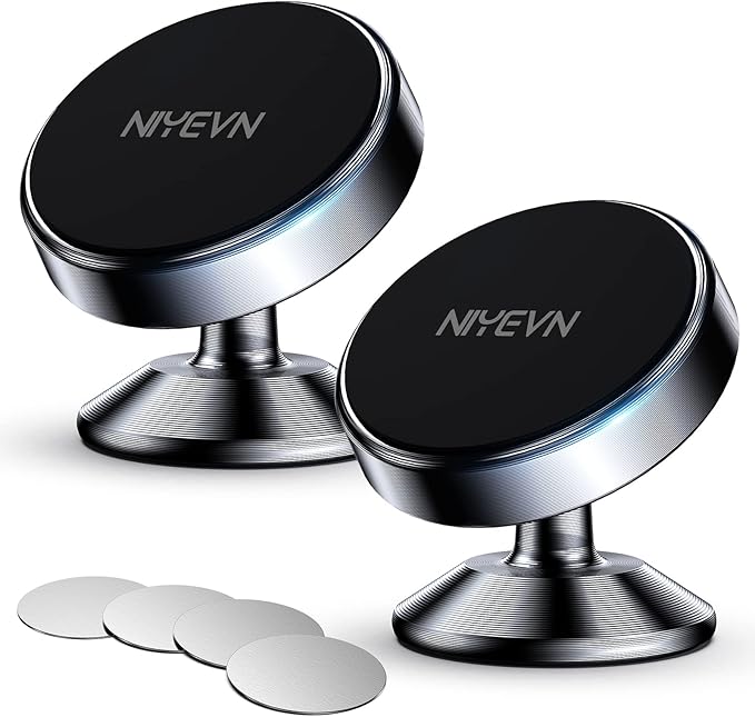 2 Pack Magnetic Phone Holder for Car, [ Strong Magnet ] Magnetic Phone Holder, [ 360° Rotation ] Phone Magnet for Car, Compatible with Most Smartphones, Must be Used with Metal Pad, Black