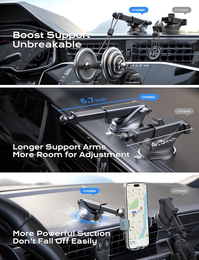 CHGeek Wireless Car Charger, 15W Fast Charging Auto Clamping Car Charger Phone Mount Phone Holder fit for iPhone 15 14 13 12 11 Pro Max Xs, Samsung Galaxy S24 Ultra S23 S22 S21, S20, S10+, Green