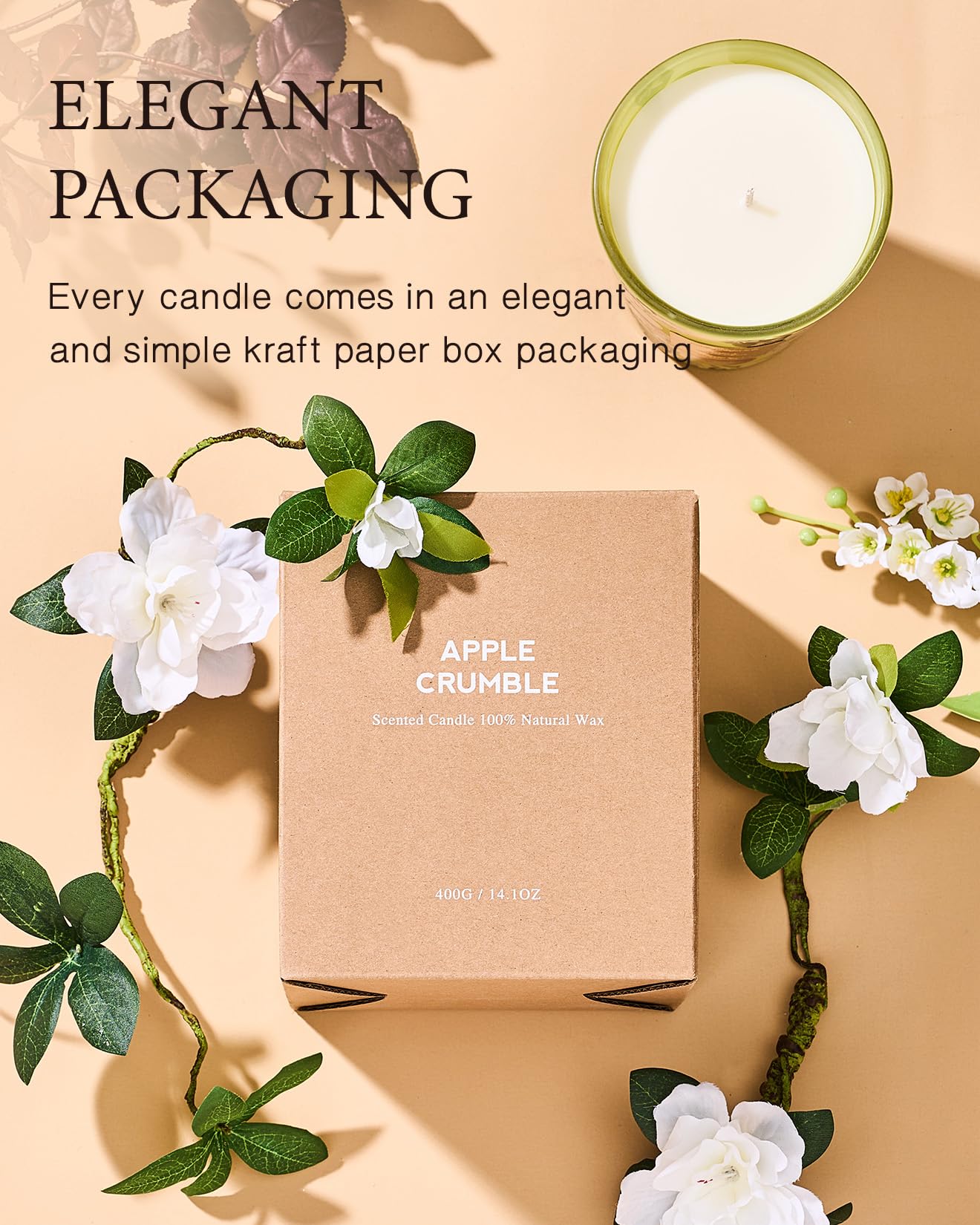 M&SENSE Peony Blush Sude Scented Natural Soy Wax Candle, 14.1oz 60 Hours Long Lasting Slow Burning Candles for Home Decor, Aromatherapy Candle for Stress Relief