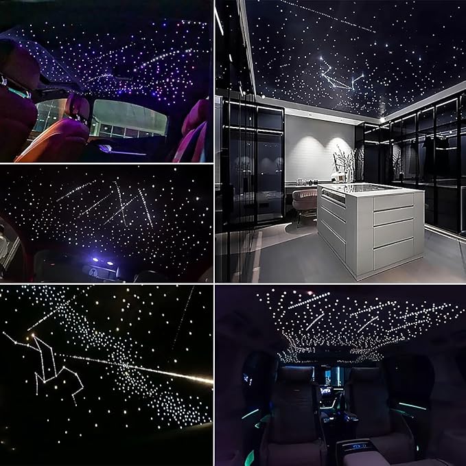 AKEPO Car Home 16W RGBW Twinkle Meteor Fiber Optic Lights, APP+Music Control +550pcs*4m/13.1ft*0.03in Optical Fiber Cable +Remote Shooting Star Starlight Headliner Ceiling Light Kit