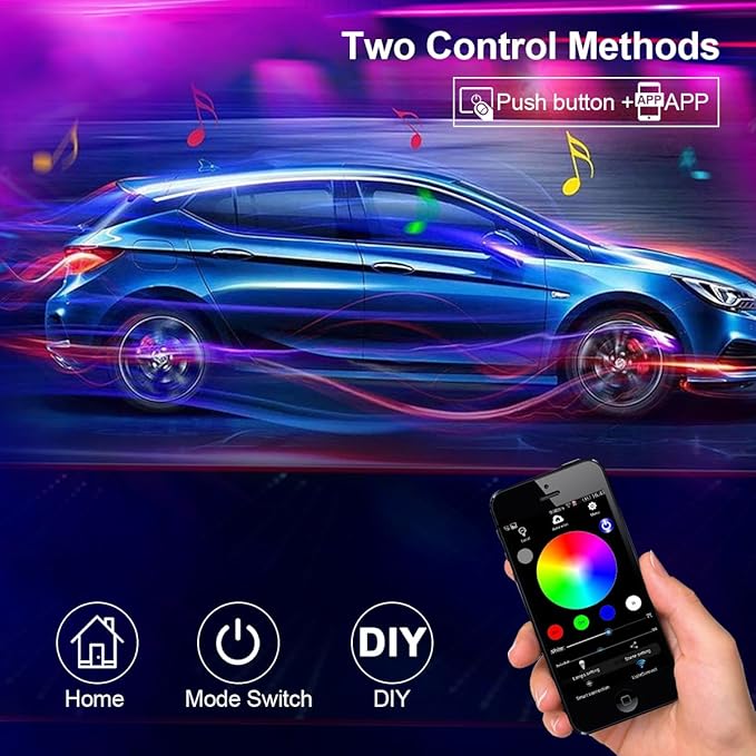Dreamcolor Acrylic Interior Car Light with Wireless APP, RGB 10 in 1 Car Ambient Lighting Kits with 175 inches 600 LEDs, 16 Million Colors Sound Activated Car Neon Lights